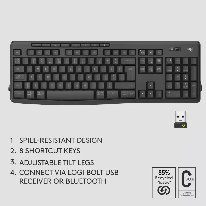 Logitech MK370 Combo for Business – Kabellose Tastatur und Maus in voller Größe