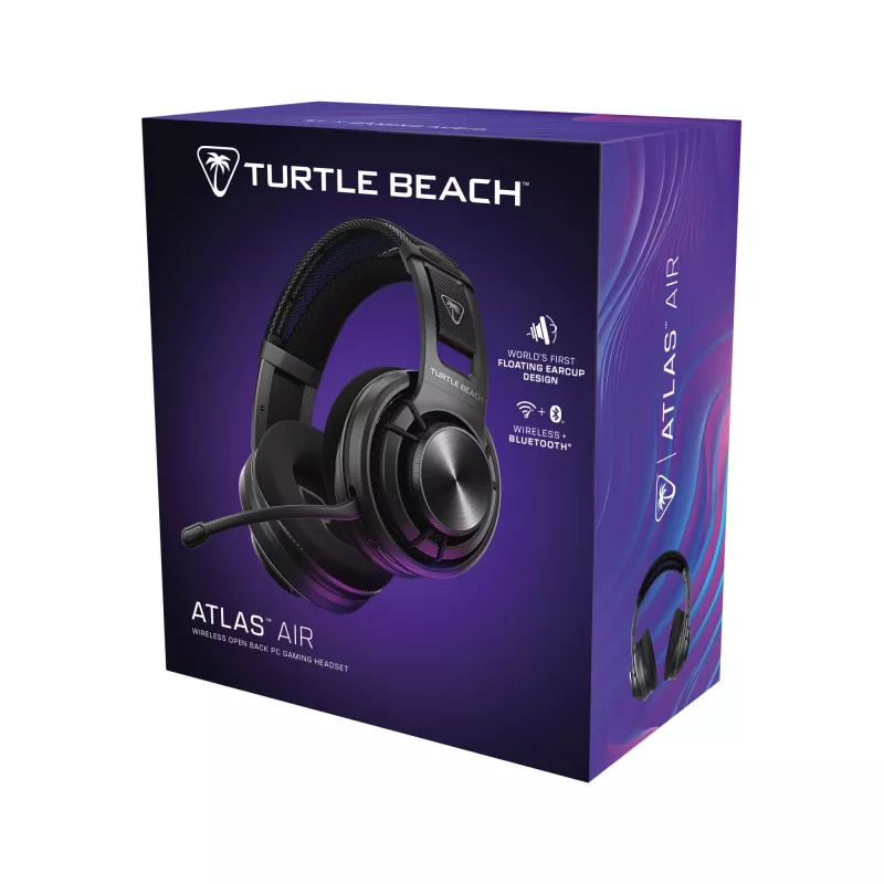 Turtle Beach Atlas Air kabelloses Open-Back-PC-Gaming-Headset mit 24-Bit-High-Fidelity-Audio, Broadcast-Mikrofon, schwebender Ohrmuschel, Memory-Schaumstoff-Polstern und Bluetooth für PC