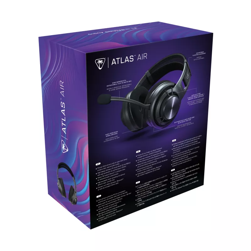 Turtle Beach Atlas Air kabelloses Open-Back-PC-Gaming-Headset mit 24-Bit-High-Fidelity-Audio, Broadcast-Mikrofon, schwebender Ohrmuschel, Memory-Schaumstoff-Polstern und Bluetooth für PC