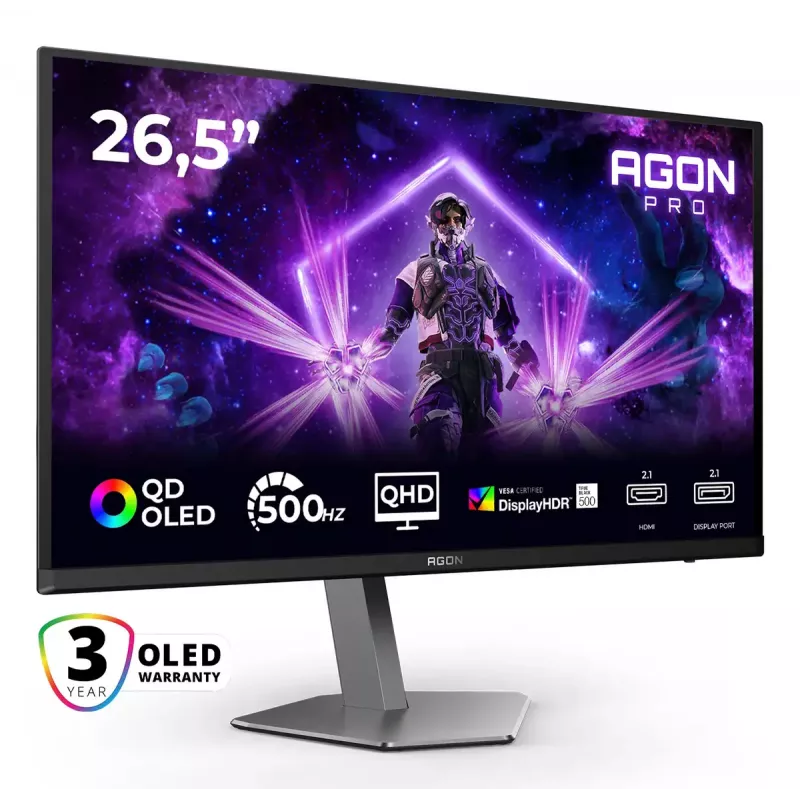 AOC AGON PRO AG276QKD2 Computermonitor 67,3 cm (26,5 Zoll) 2560 x 1440 Pixel Quad HD QD-OLED Schwarz, Grau
