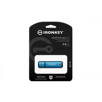Kingston Technology IronKey 64GB Vault Privacy 50 AES-256 verschlüsselt, FIPS 197