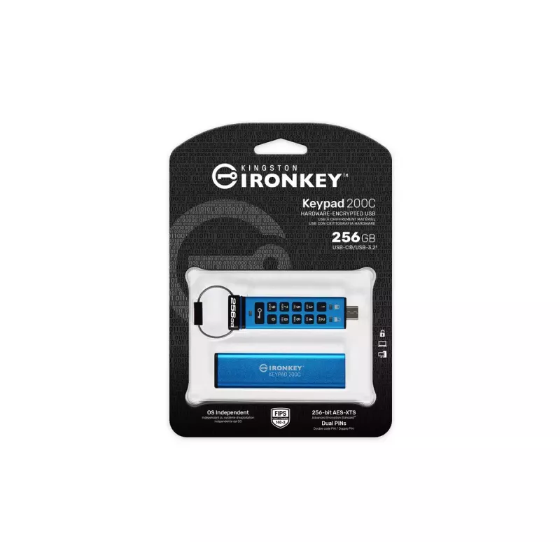 Kingston Technology IronKey 256GB USB-C Keypad 200C, FIPS 140-3 Level 3 AES-256