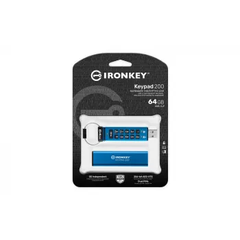 Kingston Technology IronKey 64GB Keypad 200, FIPS 140-3 Level 3, AES-256 Hardware-verschlüsselt