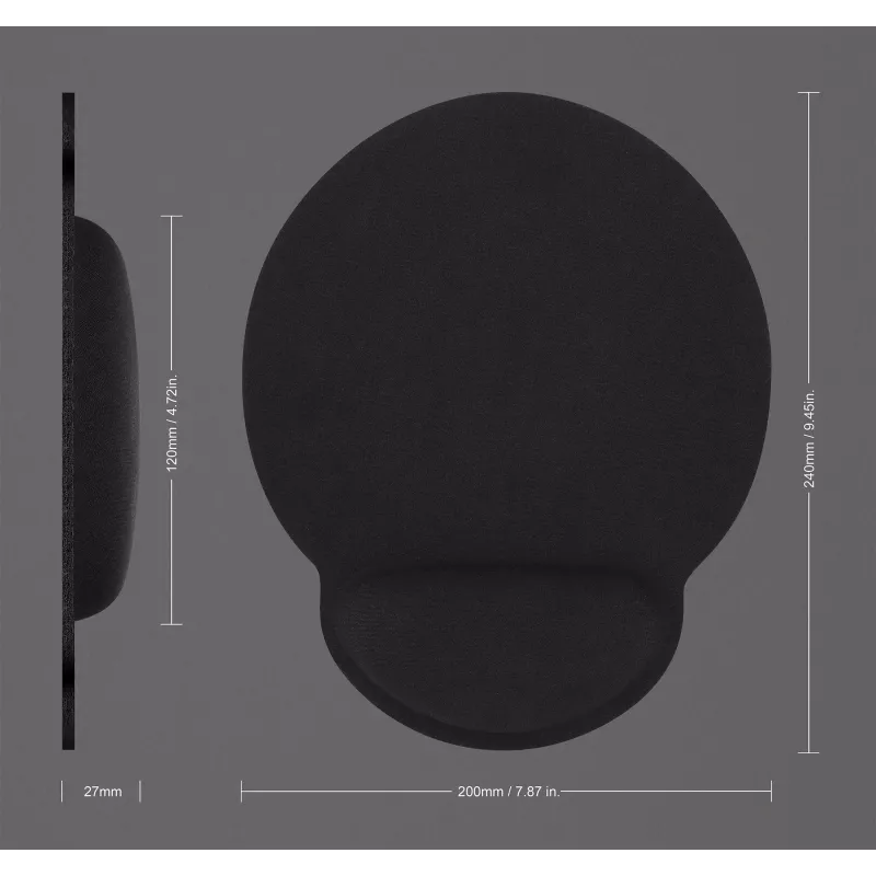 Manhattan Handgelenk-Gel-Stützkissen und Mauspad, schwarz, 241 × 203 × 40 mm, rutschfeste Unterlage, lebenslange Garantie, Einzelhandelsverpackung
