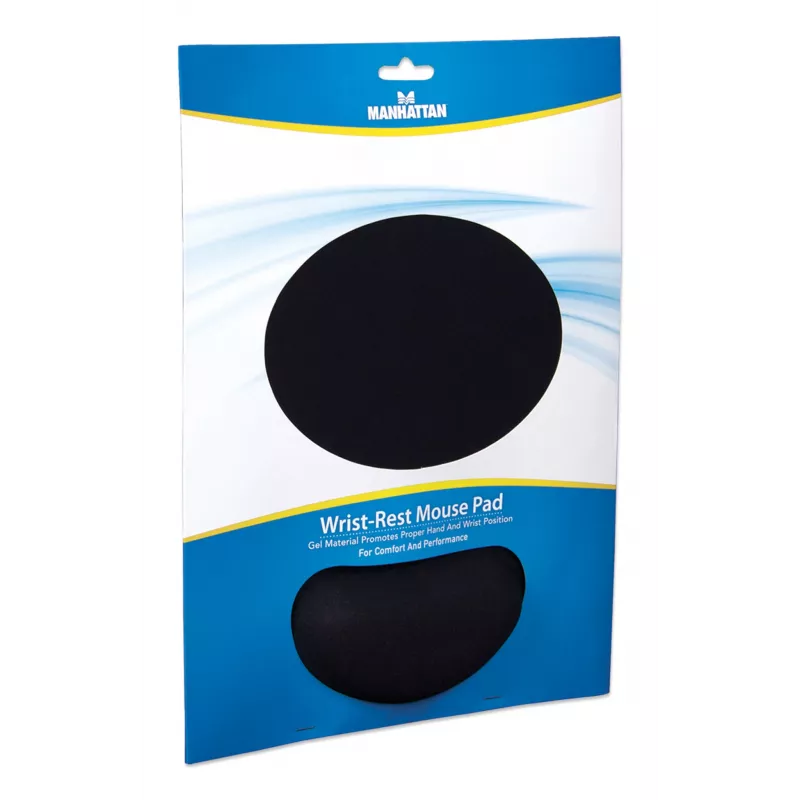 Manhattan Handgelenk-Gel-Stützkissen und Mauspad, schwarz, 241 × 203 × 40 mm, rutschfeste Unterlage, lebenslange Garantie, Einzelhandelsverpackung