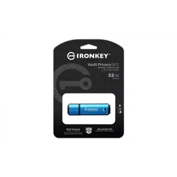 Kingston Technology IronKey 32GB USB-C Vault Privacy 50C AES-256 verschlüsselt, FIPS 197