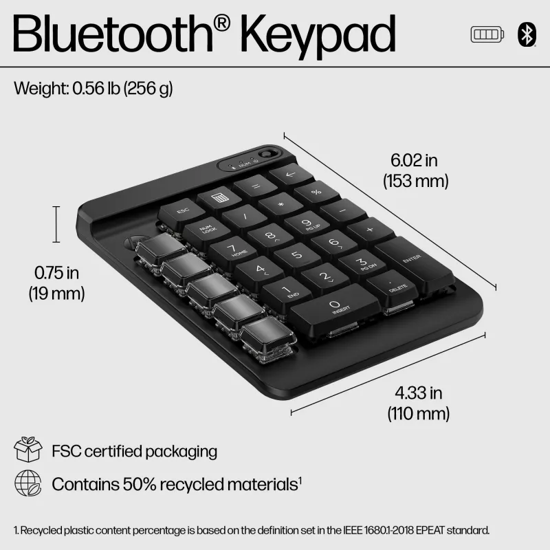 HP 435 Programmierbare kabellose Tastatur, Bluetooth, Schwarz