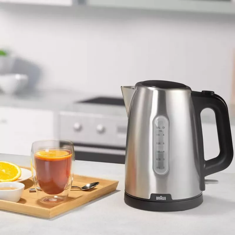 Braun PurShine WK102AI-WK1500BK Wasserkocher 1,7 L 2200 W Schwarz, Edelstahl