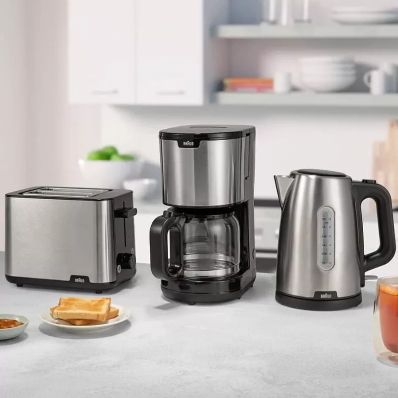 Braun PurShine WK102AI-WK1500BK Wasserkocher 1,7 L 2200 W Schwarz, Edelstahl