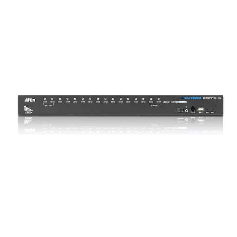 ATEN 16-Port USB - HDMI KVM-Switch mit USB-Peripherieanschluss, 1920 x 1200 Pixel, WUXGA, 8,66 W, Schwarz