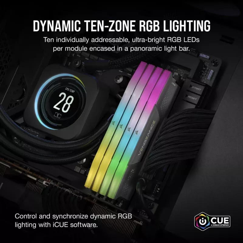 CORSAIR Memory 64GB (2x32GB) DDR5 DRAM 5200MT/s CL40 AMD EXPO & Intel XMP Memory Kit Vengeance RGB