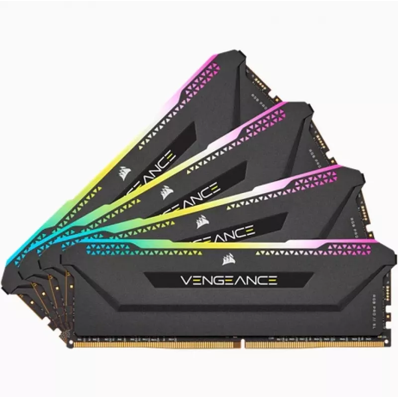 CORSAIR Arbeitsspeicher 64GB DDR4 (4 x 16GB) DRAM 3200MHz C16 Speicherkit Vengeance RGB Pro SL Schwarz