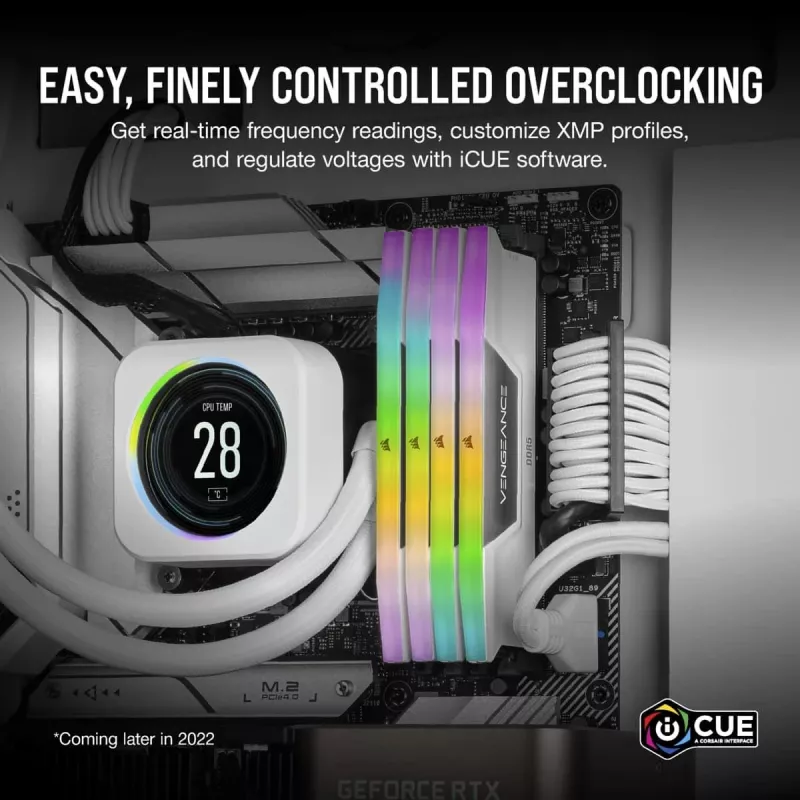 CORSAIR Speicher 64 GB DDR5 (2x32 GB) DRAM 5200 MT/s CL40 Speicherkit Vengeance RGB Weiß