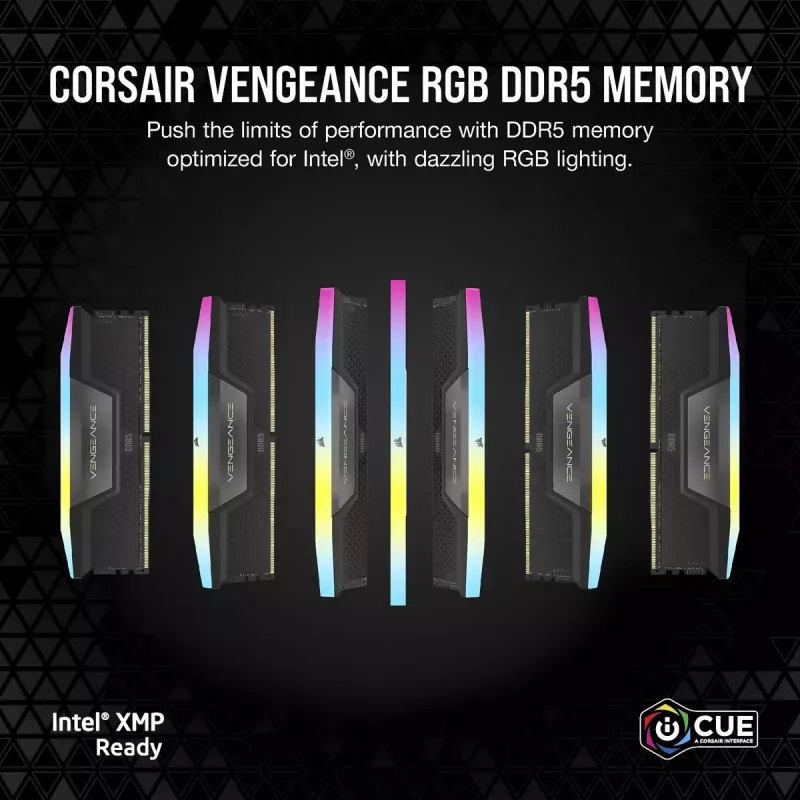 DIMM 128 GB DDR5-5600 (4x 32 GB) Quad-Kit, Arbeitsspeicher schwarz, CMH128GX5M4B5600C40, Vengeance RGB, INTEL XMP