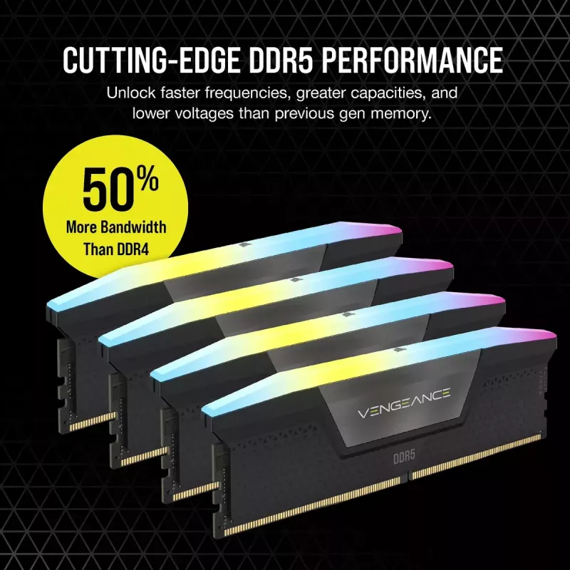 DIMM 128 GB DDR5-5600 (4x 32 GB) Quad-Kit, Arbeitsspeicher schwarz, CMH128GX5M4B5600C40, Vengeance RGB, INTEL XMP