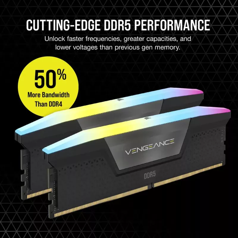CORSAIR Speicher 32GB DDR5 (2x16GB) DRAM 6400MT/s CL32 Vengeance RGB Speicherkit - Schwarz