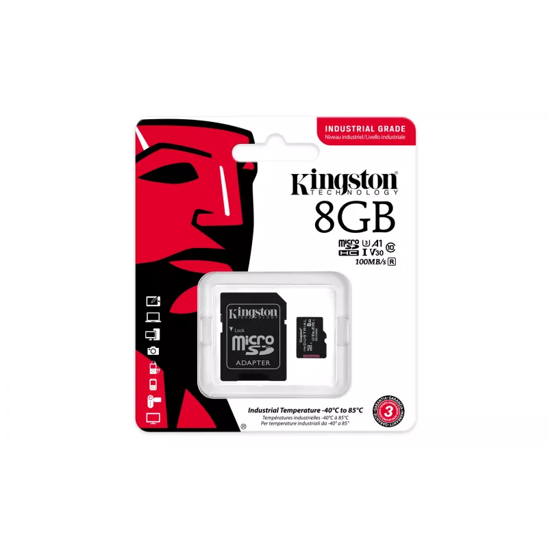 Kingston Technology 8GB microSDHC Industrial C10 A1 pSLC Karte + SD-Adapter