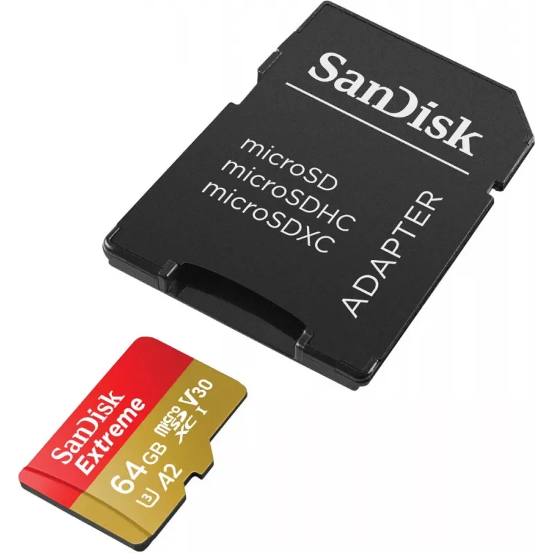 WESTERN DIGITAL Extreme microSDXC 64GB SD-Adapter Action-Cams und Drohnen 170MB/s 80MB/s A2 C10 V30 UHS-I U3