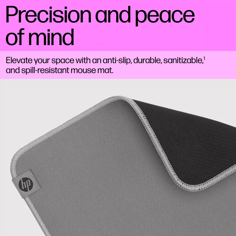 HP 100 Desinfizierbares Mauspad, Grau, Einfarbig, Polyester, Gummi