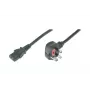 DIGITUS Netzkabel UK-Stecker 90° gewinkelt - C13 M/F 2m H05VV-F3G 1.00 qmm Sicherung 5A schwarz
