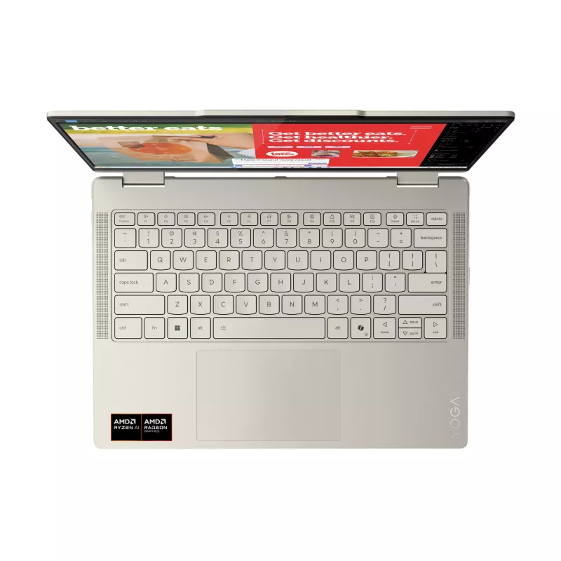 Lenovo Yoga 7 2-in-1 14AKP10 Copilot+ PC AMD Ryzen™ AI 7 350 Hybrid (2-in-1) 35,6 cm (14 Zoll) Touchscreen 2.8K 16 GB LPDDR5x-SDRAM 1 TB SSD Wi-Fi 7 (802.11be) Windows 11 Home Deutsch Grau