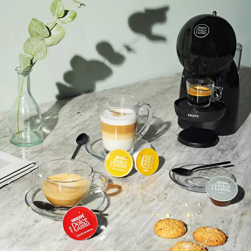 Espressomaschine KRUPS Piccolo XS KP1A3B, 0,8 l Wassertank, Dolce Gusto Kapseln, 1600 W, Arbeitsplatte, schwarz