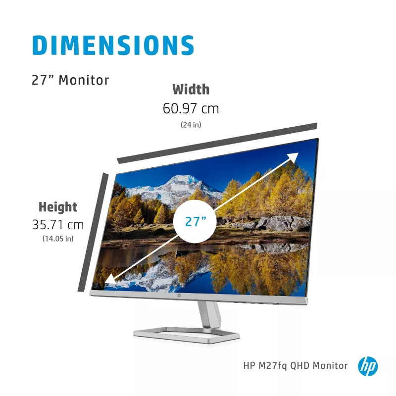 Monitor HP M27fq 27 Zoll Quad HD 2560x1440 IPS LCD, 300 cd/m², 75 Hz, 5 ms, Silber
