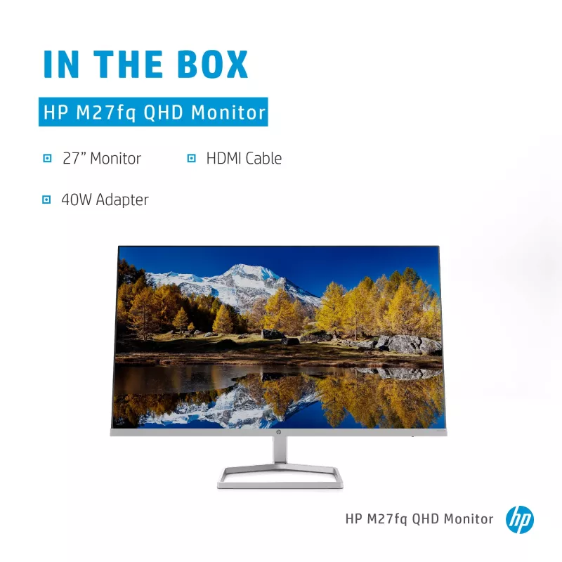 Monitor HP M27fq 27 Zoll Quad HD 2560x1440 IPS LCD, 300 cd/m², 75 Hz, 5 ms, Silber