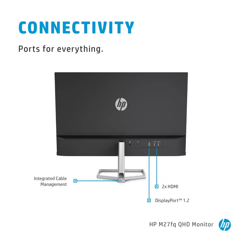 Monitor HP M27fq 27 Zoll Quad HD 2560x1440 IPS LCD, 300 cd/m², 75 Hz, 5 ms, Silber