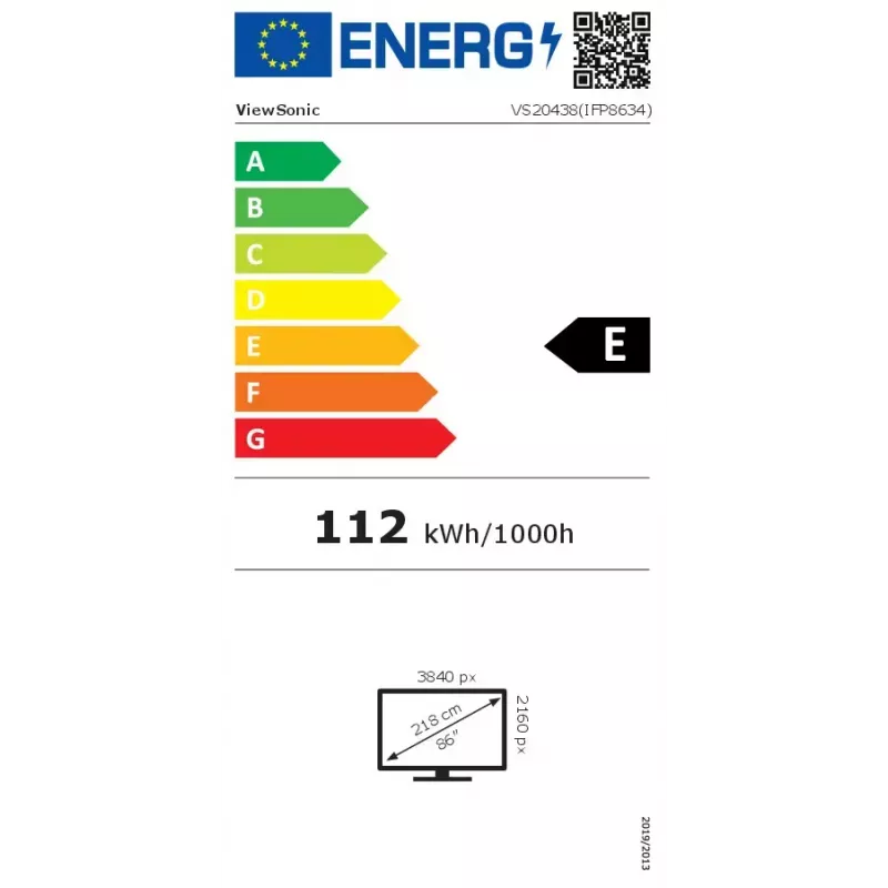 Viewsonic IFP8634 interaktives Whiteboard 2,18 m (86 Zoll) 3840 x 2160 Pixel Touchscreen Schwarz