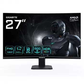 GIGABYTE GS27FC2 27 Zoll FHD Curved Gaming-Monitor – 1920 x 1080, 240 Hz, 1, 350 cd/m², HDR Ready, HDMI 2.0, DisplayPort 1.4