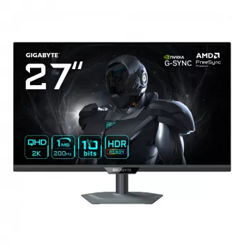 GIGABYTE G27Q2 27” 2K QHD Gaming-Monitor – 2560 x 1440, 200 Hz, 1 ms, 350 cd/m², G-Sync-kompatibel, FreeSync Premium, HDR10, HDMI 2.0, DisplayPort 1.4