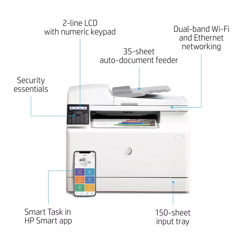 HP Color LaserJet Pro MFP M183fw, Laser, Farbdruck, 600 x 600 DPI, A4, Direktdruck, Weiß