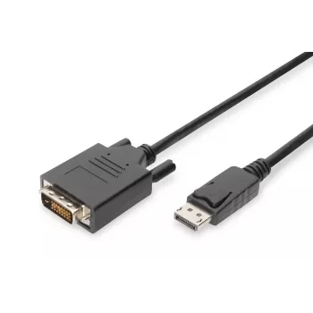 DIGITUS DisplayPort-Adapterkabel, DP - DVI (24+1) M/M, 2 m mit Verriegelung, DP 1.2 kompatibel, CE Schwarz