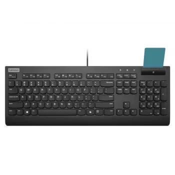 Kabelgebundene Full-Size-Smartcard-Tastatur Lenovo Smartcard Wired II — deutsches Layout, USB, 106 Tasten, schwarz