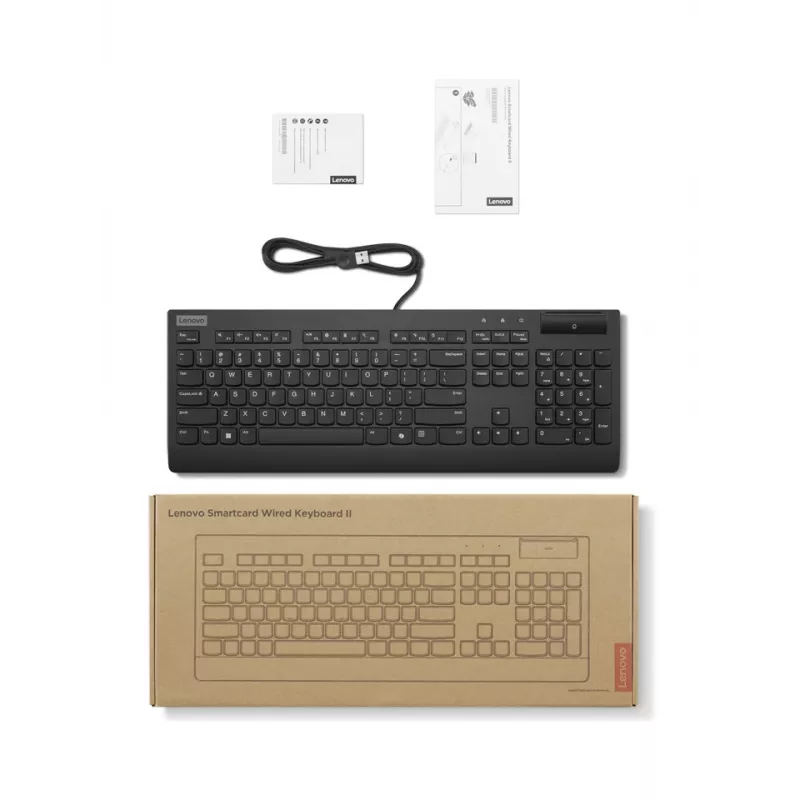 Kabelgebundene Full-Size-Smartcard-Tastatur Lenovo Smartcard Wired II — deutsches Layout, USB, 106 Tasten, schwarz