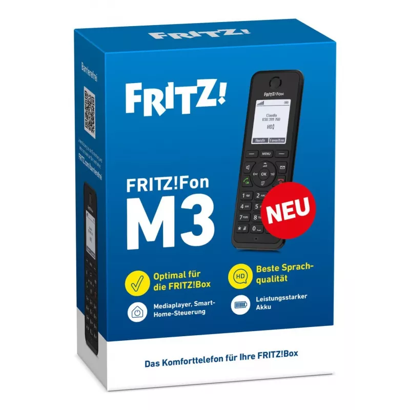 DECT-Telefon FRITZ Fon M3 Schnurloses Mobilteil Anruferkennung Schwarz