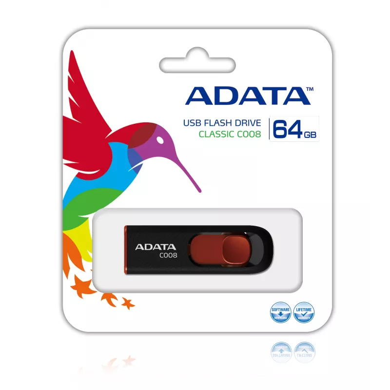 ADATA C008 64 GB USB-Stick USB Typ-A 2.0 Schwarz, Rot