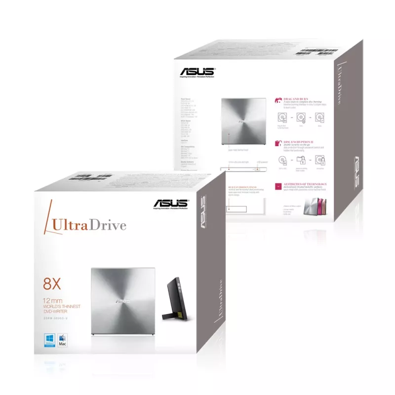 ASUS SDRW-08U5S-U optisches Laufwerk DVD Super Multi DL Metallic