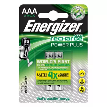 Wiederaufladbarer Akku Energizer Power Plus AAA NiMH 1,2 V, 2 Stück, 44,5 mm x 10,5 mm, 11 g