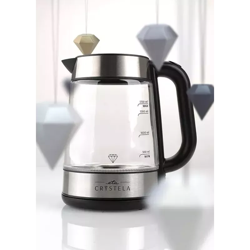 Elektrischer Wasserkocher Eta 1,7 L 2200 W Schwarz Edelstahl Transparent