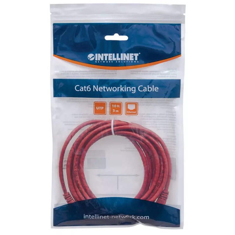 Goobay Netzwerk-Patchkabel, Cat5e, 3 m, Rot, CCA, U/UTP, PVC, RJ45, vergoldete Kontakte, rastnasenfrei, Knickschutztülle, lebenslange Garantie