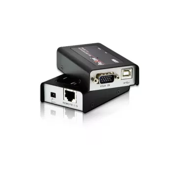 ATEN MINI USB VGA KVM Extender (100 m), Sender & Empfänger, Kabelgebunden, 100 m, Cat5, 1920 x 1200 Pixel, Schwarz