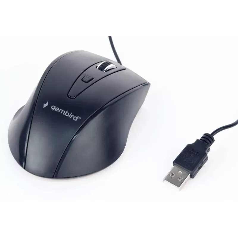 GEMBIRD USB optische Rechtshänder-Maus MUS-4B-02 — 1200 DPI, 4 Tasten, kabelgebunden, schwarz