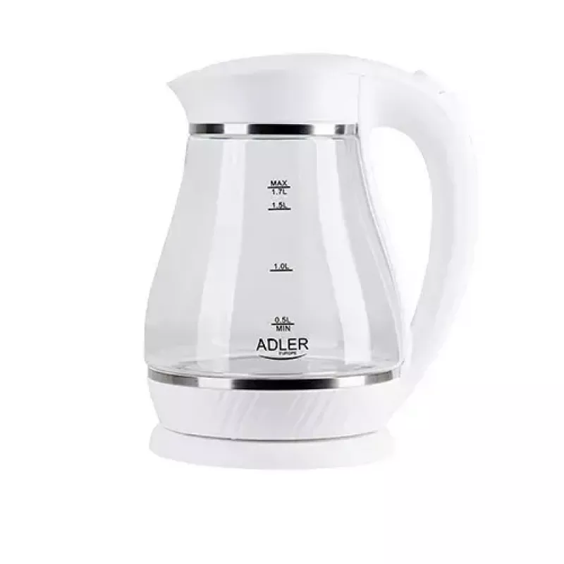 Elektrischer Wasserkocher Adler 1,7 L 2200 W – Glasgehäuse, Wasserstandsanzeige, 360°-Basis, automatische Abschaltung
