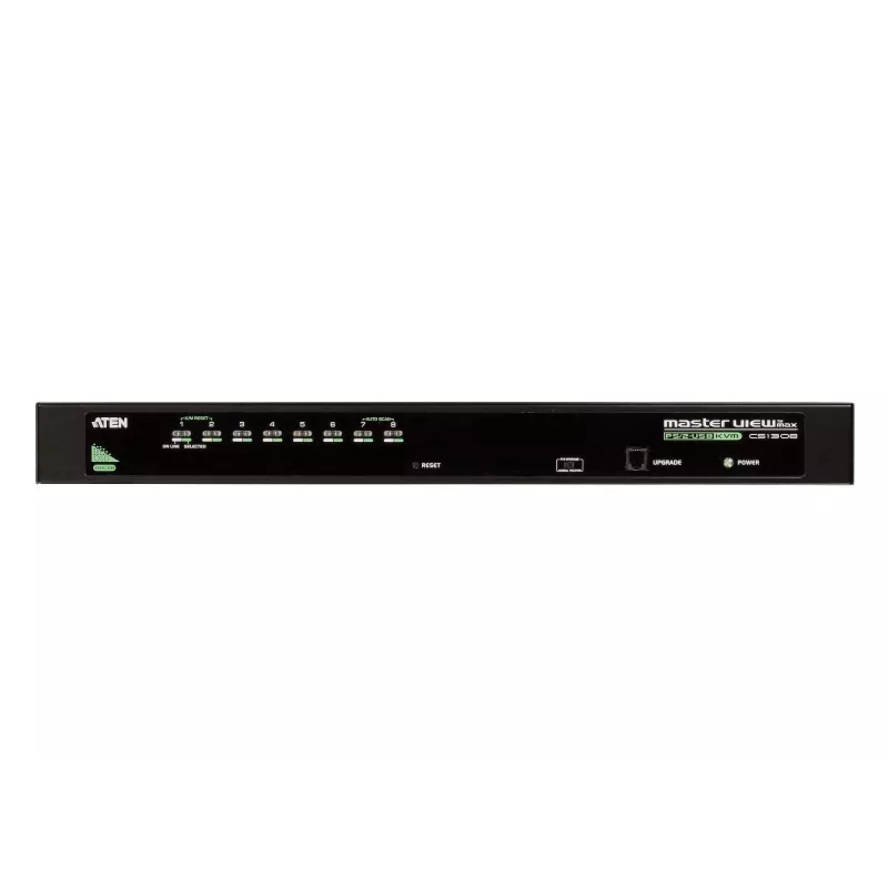 ATEN 8-Port USB - PS/2 VGA KVM Switch, 2048 x 1536 Pixel, QXGA, Rackmontage, 5 W, 1U, Schwarz