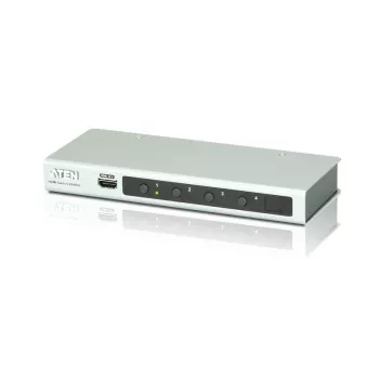 ATEN 4-Port 4K HDMI Audio/Video Switch mit IR-Fernbedienung, HDMI, Metall, Silber, 60 Hz, 15 m, 3840 x 2160, 4096 x 2160