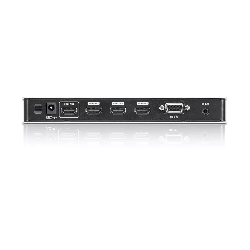 ATEN 4-Port 4K HDMI Audio/Video Switch mit IR-Fernbedienung, HDMI, Metall, Silber, 60 Hz, 15 m, 3840 x 2160, 4096 x 2160