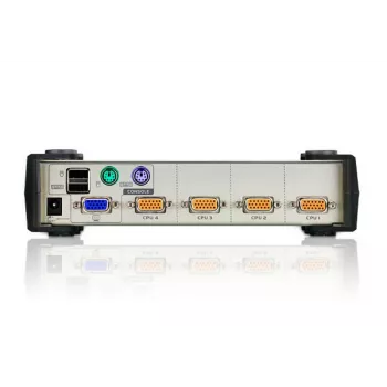ATEN 4-Port USB - PS/2 VGA KVM Switch (KVM Kabel enthalten), 2048 x 1536 Pixel, QXGA, 0,45 W, Schwarz, Grau