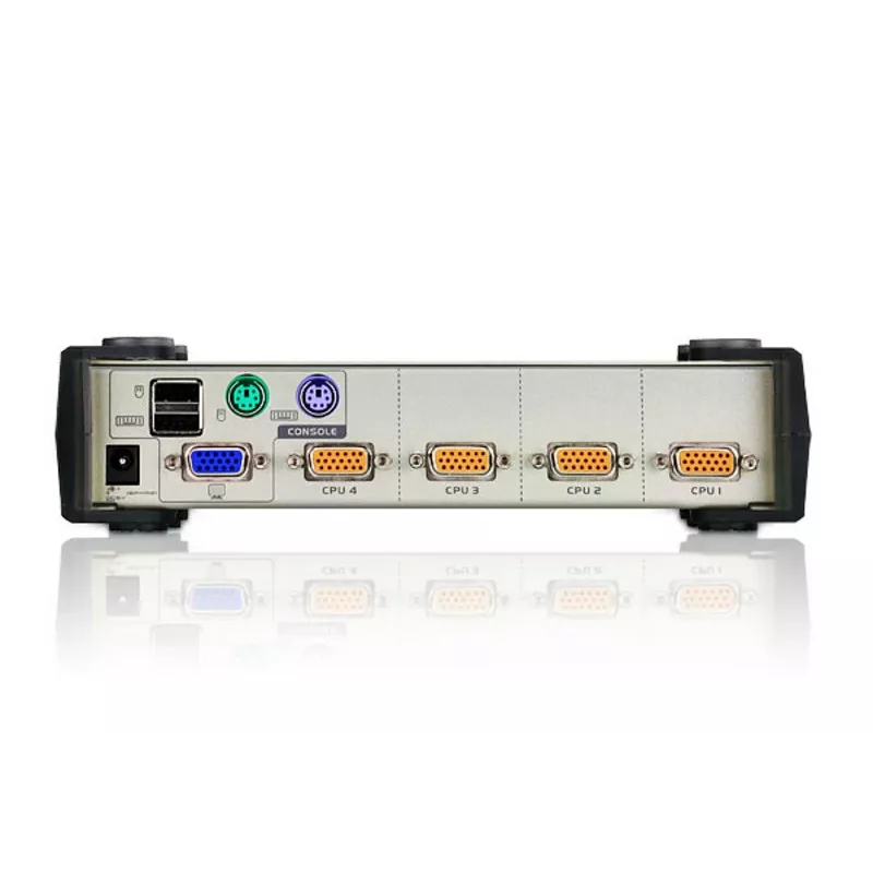 ATEN 4-Port USB - PS/2 VGA KVM Switch (KVM Kabel enthalten), 2048 x 1536 Pixel, QXGA, 0,45 W, Schwarz, Grau